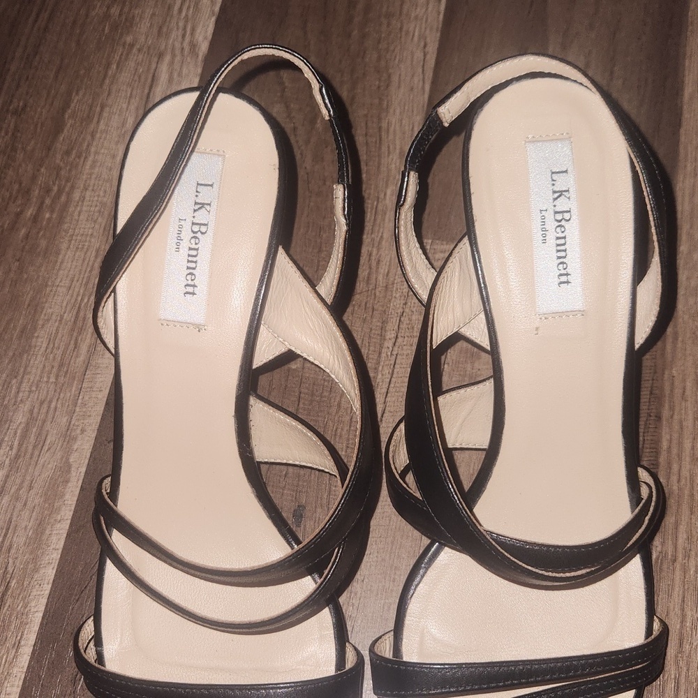 LK Bennett Addie Black Single Sole Mid Heel Sandal Size 38 - Picture 3 of 8